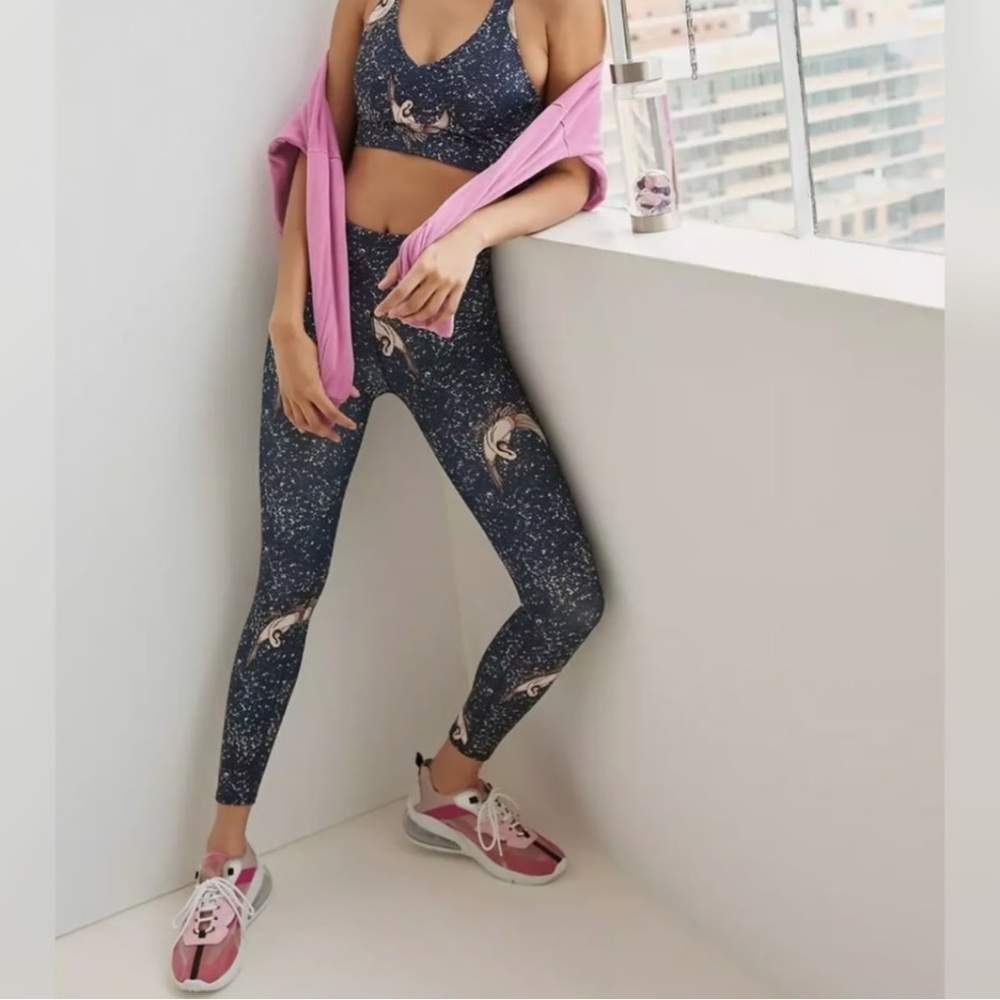 Free People Crane Print Tide is High Yoga Set